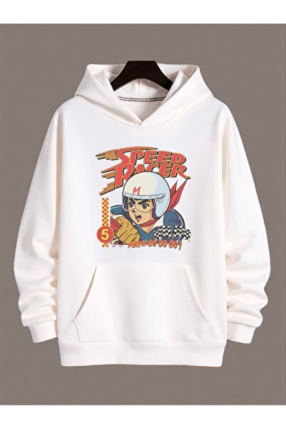 ArtYus سويت شيرت بقلنسوة كبير الحجم من القطن مطبوع عليه ملابس سبيد ريسر ملونة...