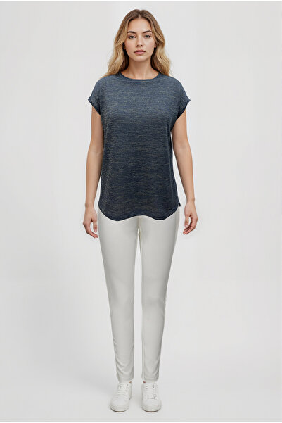 WESTMARK LONDON Γκρι και χρυσό γυναικείο μπλουζάκι με κοντό μανίκι με λάμψη SKY GLITTER S/S TOP