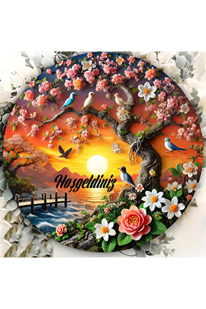 TuraLazerKesim Hoş Geldiniz MDF Kapı Süsü | Askılı, Silinebilir, UV Baskılı Dekoratif 11