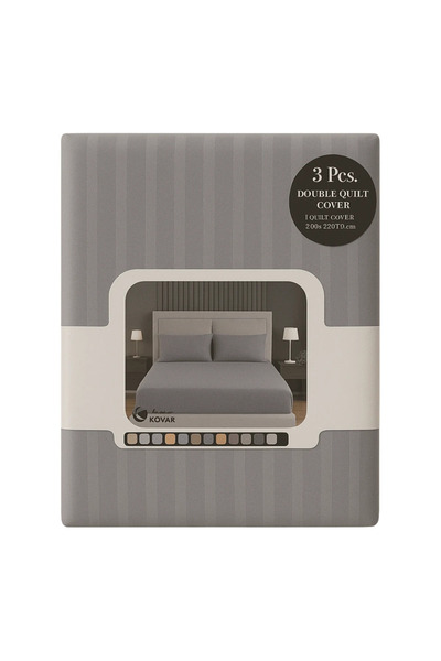 Kovar King Size 3pcs Fitted Bed Sheet Set 200X200cm With Pillow Cover 50X75cm- Gray