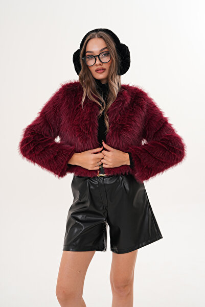 NAVY Crop Boy Basic Collar Feather Jacket