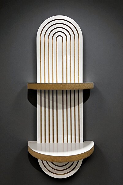 Industrial Living Duvar Rafı - Duvar Dekorasyon - Dekoratif - Ahşap - Beyaz -...