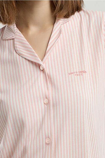 Pierre Cardin 9020 طقم بيجامة نسائية بأكمام طويلة - وردي