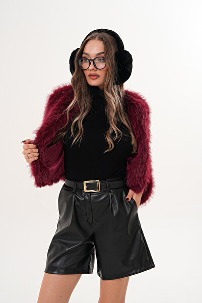 NAVY Crop Boy Basic Collar Feather Jacket