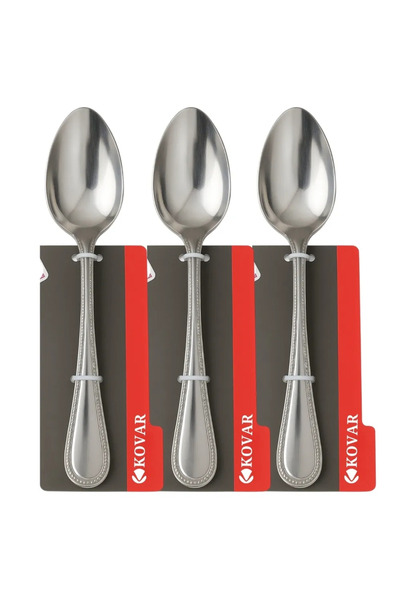 Kovar ملعقة طاولة أنيقة من الفولاذ المقاوم للصدأ باللون الرمادي بمقبض منقوش - 3 قطع