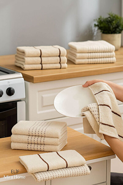 Elif Mira Softelle Mutfak Havlu Kurulama Bezi 6’lı Set 30x50 Cm %100 Pamuklu