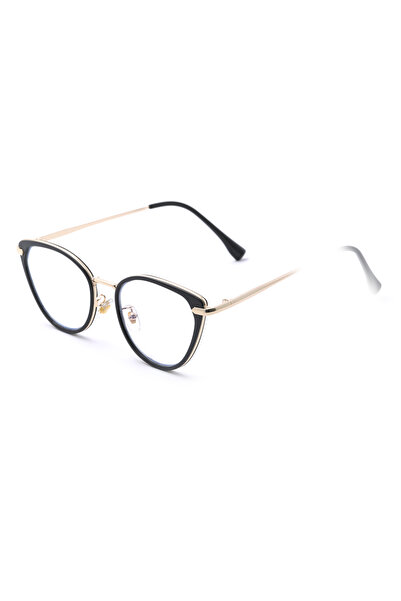 Angel Eyes Black Gold Metal Frame Women's Cat Eye Blue Light Protection Computer Glasses