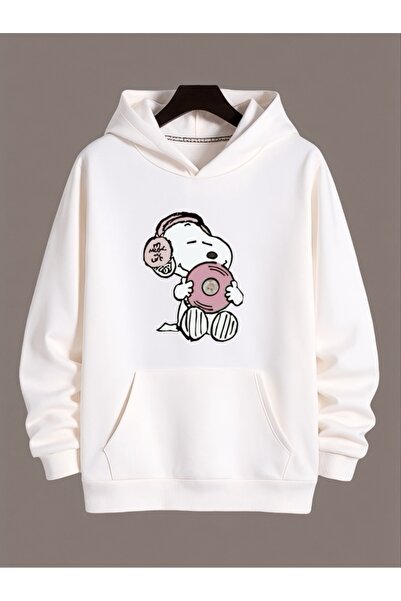 ArtYus Unisex Snoopy Renkli Özel Baskılı Pamuklu Oversize Kapüşonlu Sweatshirt