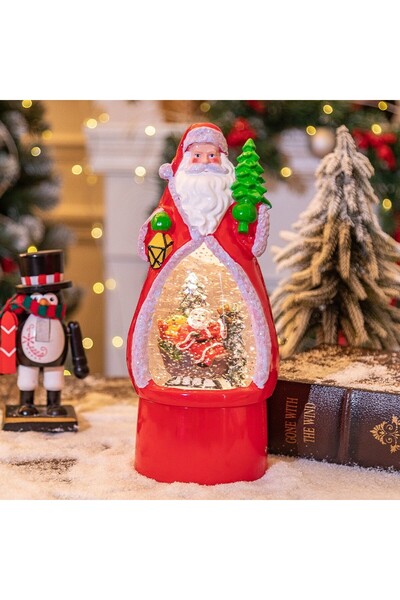 Flippy Christmas Decoration Santa Lantern Globe with LED Lighting and Snow Effect, 29 x 12 x 11.5 cm