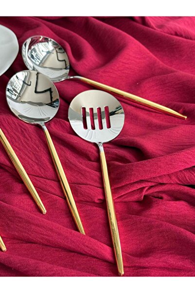 ROSSEV Almeria 24K Gold Plated 5 Piece Serving Spoon Set