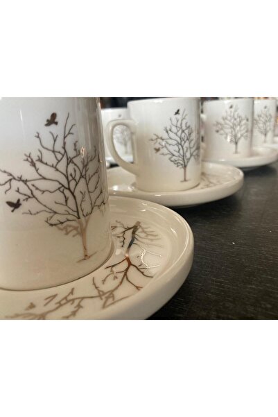 RGS HOMELİFE طقم أكواب هدايا من البورسلين مطلي بالذهب لـ 4 أشخاص مكون من 8 قط...