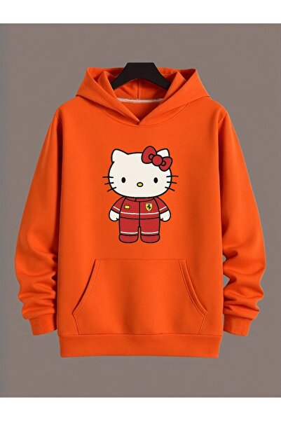 ArtYus سويت شيرت بقلنسوة كبير الحجم من القطن مطبوع عليه ملون من كيتي فيراري ل...