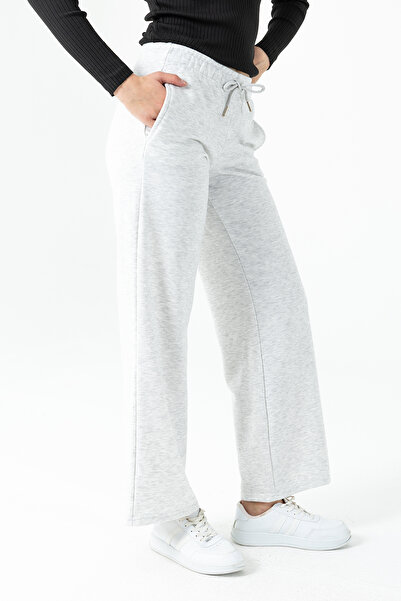 GİYSA Kadın Beli Ayarlanabilir Bol Paça Çift Cepli Eşofman Altı Gri - MW0000199