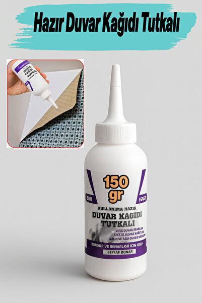 NZB Duvar Kağıdı Yapıştırıcısı Hazır (150 gr) Şeffaf Sıvı Tutkal Vinil Bordür...