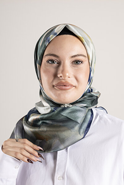 Akel Ψηφιακό κρυστάλλινο μοτίβο κασκόλ 95x95 – Παστέλ μοτίβο-6