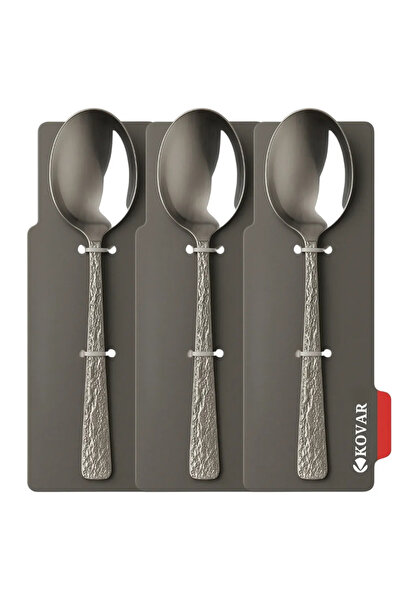 Kovar Stainless Steel Gray Table Spoon Set With Rough Pattern Handle- 3pcs
