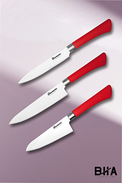 B-H-A BIÇAKÇI HACI AHMET Sürmene BHA Üç Parça Serisi Şef Bıçak Seti Profesyon...