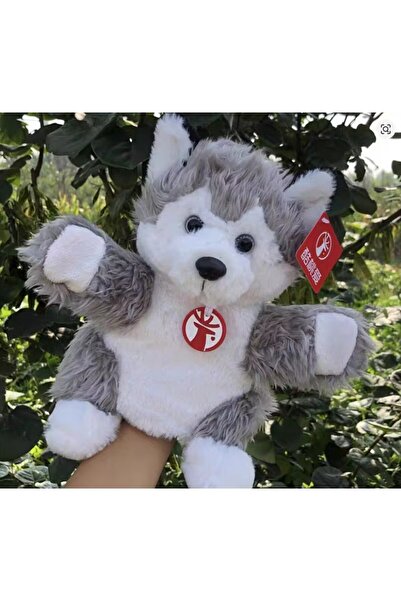 Flippy Hand Puppet for Puppet Theatre, Plush, 25 x 10 x 8 cm, Husky Model, Gray