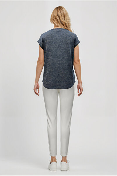 WESTMARK LONDON Γκρι και χρυσό γυναικείο μπλουζάκι με κοντό μανίκι με λάμψη SKY GLITTER S/S TOP