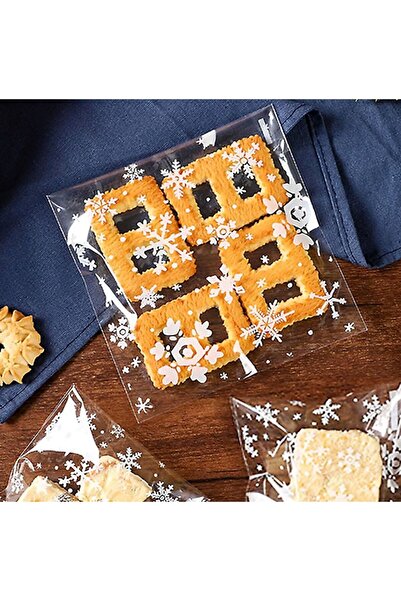 iğne izi Плик за бисквити „Снежинка“, шоколад, захар, подаръчен плик, с лента от желатин OPP 7x7, 95 броя