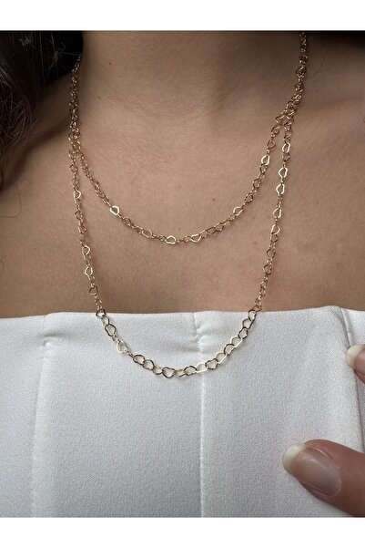 M Miel Women's Gold Heart Chain Set of 2