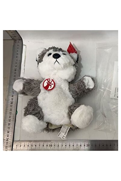 Flippy Hand Puppet for Puppet Theatre, Plush, 25 x 10 x 8 cm, Husky Model, Gray