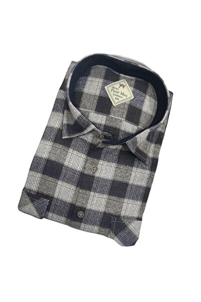 GÖMLEK GALERİSİ Classic Wide Cut Plaid Flannel Long Sleeve Men's Shirt