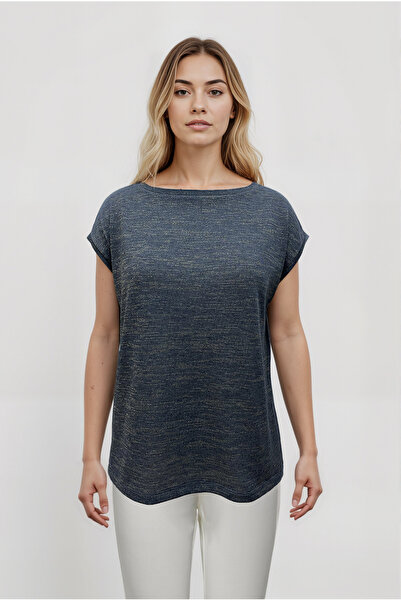 WESTMARK LONDON Γκρι και χρυσό γυναικείο μπλουζάκι με κοντό μανίκι με λάμψη SKY GLITTER S/S TOP