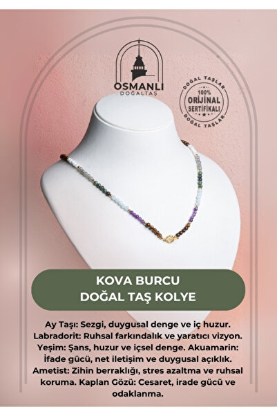 OSMANLI DOĞAL TAŞ Certified Aquarius Natural Stone Necklace