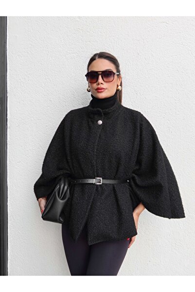 ESRAHELVACI Belted Tweed Poncho