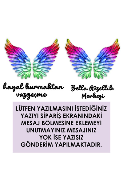 Lucenda Kişiye Özel Led Işıklı Epoksi Tablo Lenora Renkli Melek Kanadı Dekoratif Duvar Dekoru