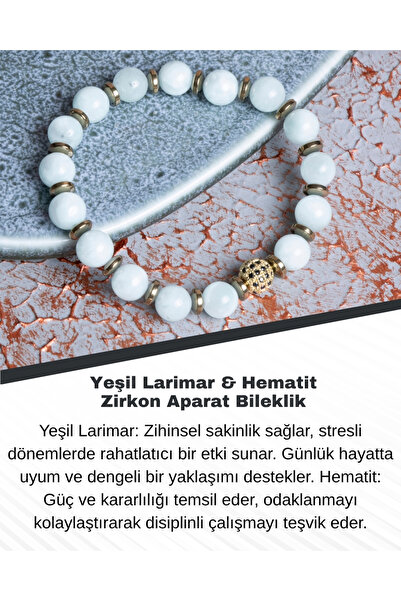 Saff Doğal Taş سوار من اللاريمار الأخضر والهيماتيت والزركون