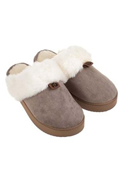OEM Winter Slippers Taupe with Reinforced Sole & Faux Fur for Women
