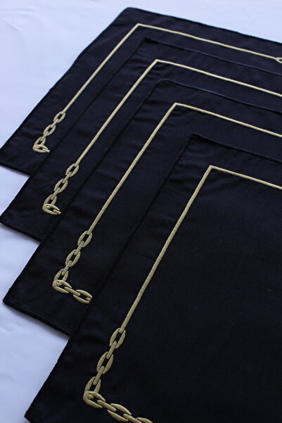 YXL HOME Set de masă pătrată din lenjerie de pat americană, 6 piese, cu brode...