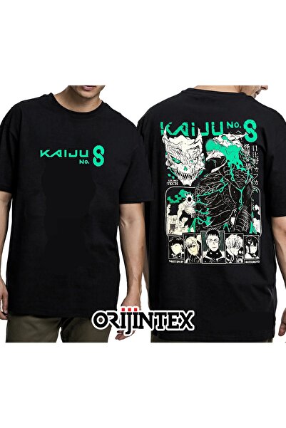 orijintex كايجو نو. 8 تي شيرت أسود مطبوع من كافكا هيبينو للجنسين