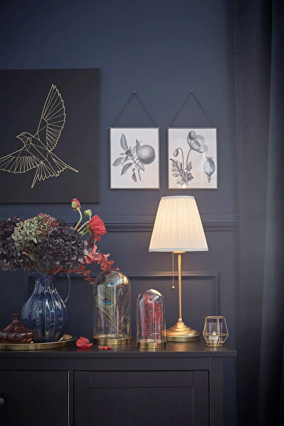 Binbirreyon Vintage Lampshade Table Lamp with Fabric Head, Large Size 55cm, Cord Switch On/Off Ja060