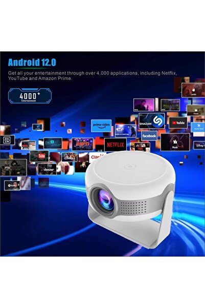 Fipka T269 Pro Smart Portable Projector, 4K HD, 1080P, Android 12.0, 130 cm Screen, 180 Degree Flip, Wi-Fi