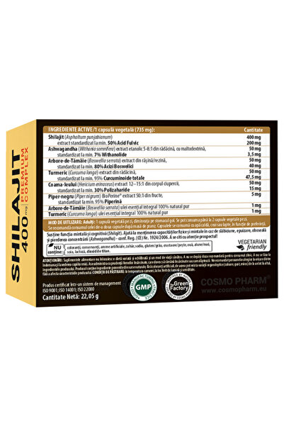 Cosmo Pharm TOTAL CARE® Shilajit PREMIUM COMPLEX VITAMINA D3 5000 UI