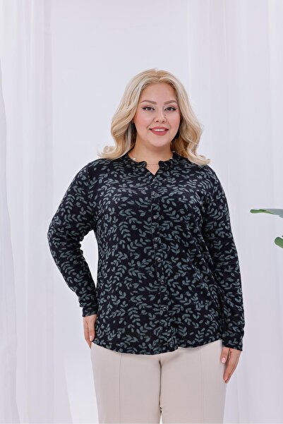 Siyezen Plus Size Hakim Collar Soft Blouse