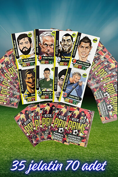 wildpanda بطاقات لاعبي كرة القدم الكرتونية كيك أوف برايم، 35 جيلاتين، 70 قطعة...