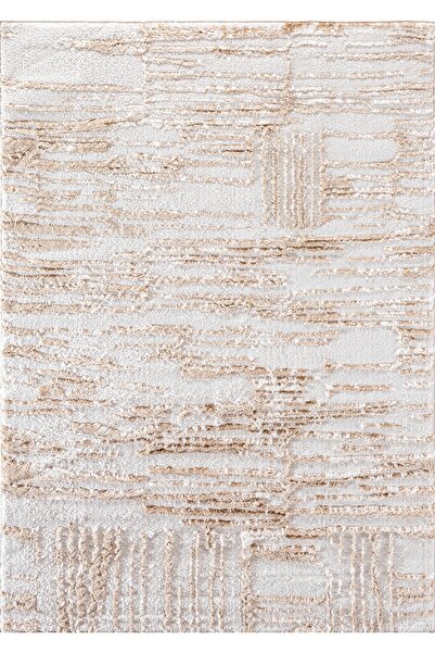 Viviana Home Cozy CZY-01 Modern Desenli Toz Vermez Yumuşak Dokulu Krem-Bej Ma...