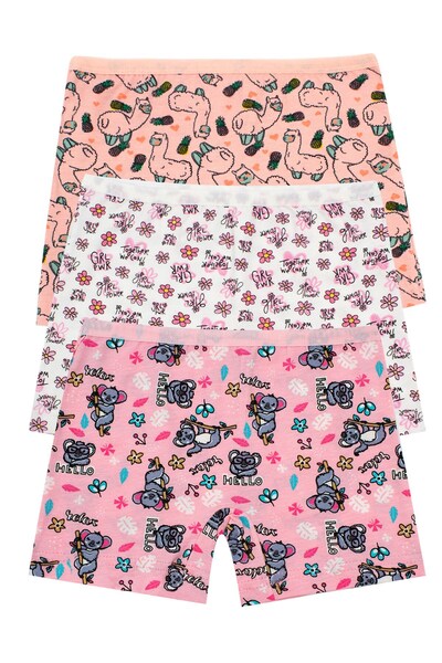 Öts Girl's Boxer 3-Piece Printed (96% Cotton - 4% Elastane)