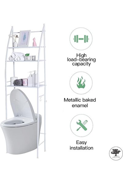 Generic Sulfar Bathroom Storage Shelf 3 Tier, Toilet Storage Rack Easy To Assemble Toilet Bathroom Shelf No