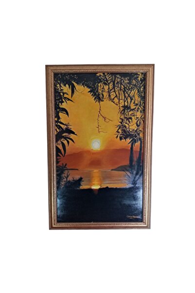 Store El Yapımı İzmir Çeşmealtı Gün Batımı Yağlı Boya Kanvas Tablo