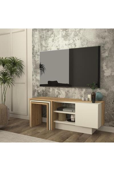 Dekorister Rodega Tv Sehpası Sepet - Kumtaşı 120 cm