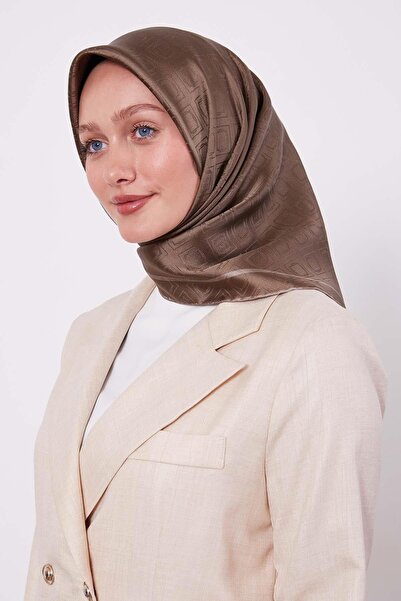 Levidor Khaki Baklava Pattern Monogram Silk Scarf