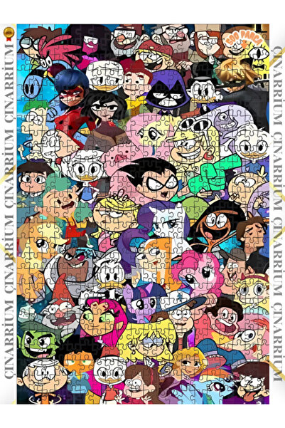 pınaxar Çizgi Film Cümbüşü Dekoratif Çift Katlı Çerçeveli Asılabilir Ahşap Pu...