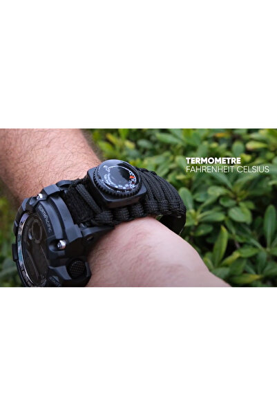 Dynamic PUSULALI KAMP SAATİ - YARDIM DÜDÜKLÜ ÇAKMAK TAŞLI TERMOMETRELİ KAMP SAATİ