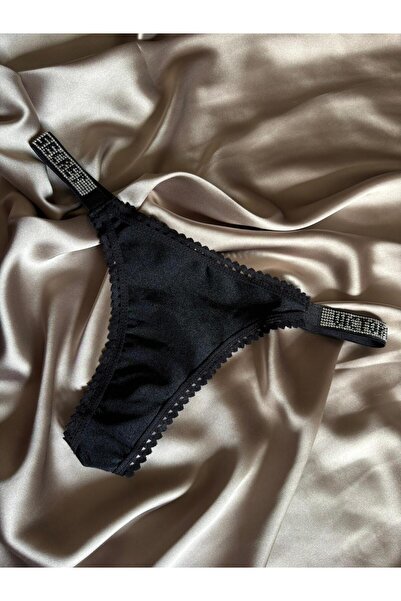 GORALİS JEWELRY 2'li Taş & Dantel Detaylı Pembe Siyah Lüks Külot