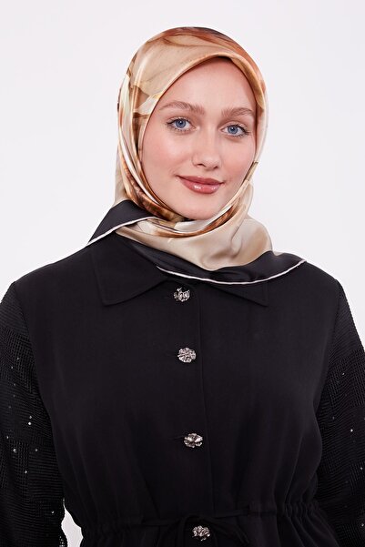 Levidor Μεταξωτό μαντήλι Sura με απαλό λουλουδάτο σχέδιο χακί